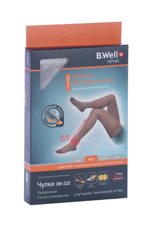 Чулки B Well MED компр 2 кл JW-222 черн р 3