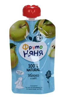 Пюре Фрутоняня На прогулку гипоаллергенное из яблок без сах (с 4 мес) 90 гр