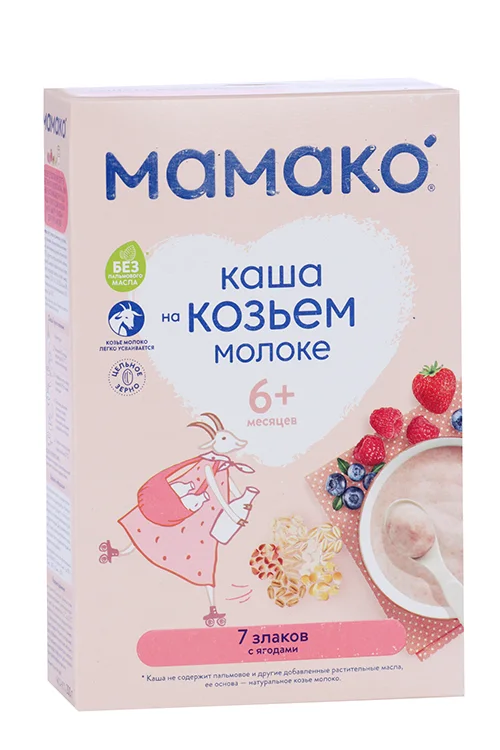 Каша Мамако 7 злаков с ягодами на козьем молоке 200 гр