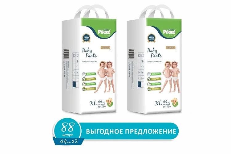 Подгузники-трусики детские Пикул Премиум XL (15-25 кг) 88 шт (44×2)