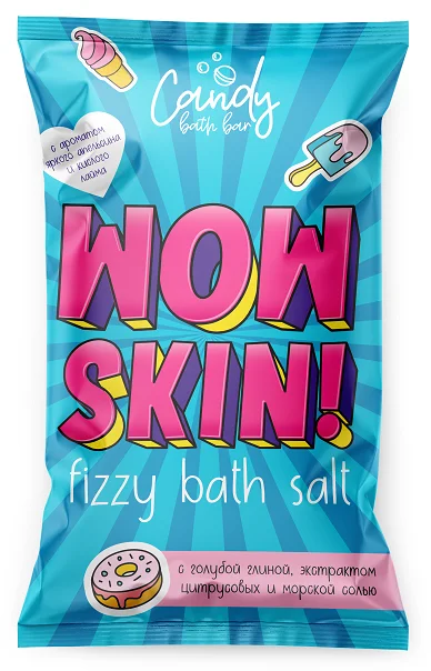 Соль для ванн Катрин шипучая двухцветная Candy bath bar Wow Skin 100 гр