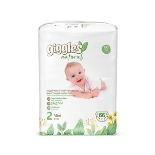 Подгузники детские Giggles Natural, 2 размер (3-6 кг), 66 штук