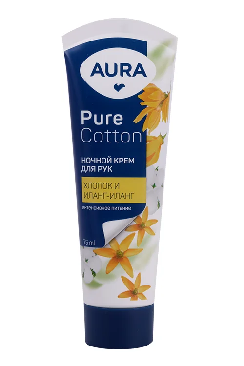 Крем Aura Pure Cotton интенсивное питание для рук ночной, 75 мл