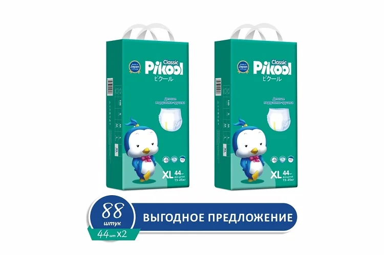 Подгузники-трусики детские Пикул Классик XL (15-25 кг) 88 шт (44×2)