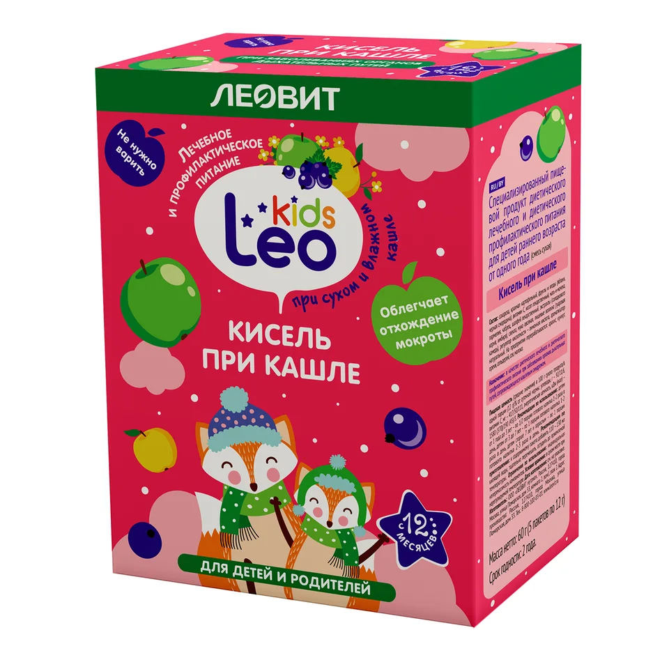 Леовит Лео Кидс кисель для детей при кашле 12,0 пак 5 шт