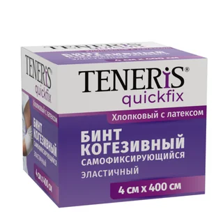 Бинт Тенерис когезивный самофикс 4 см × 4 м на тканевой основе с латексом белый