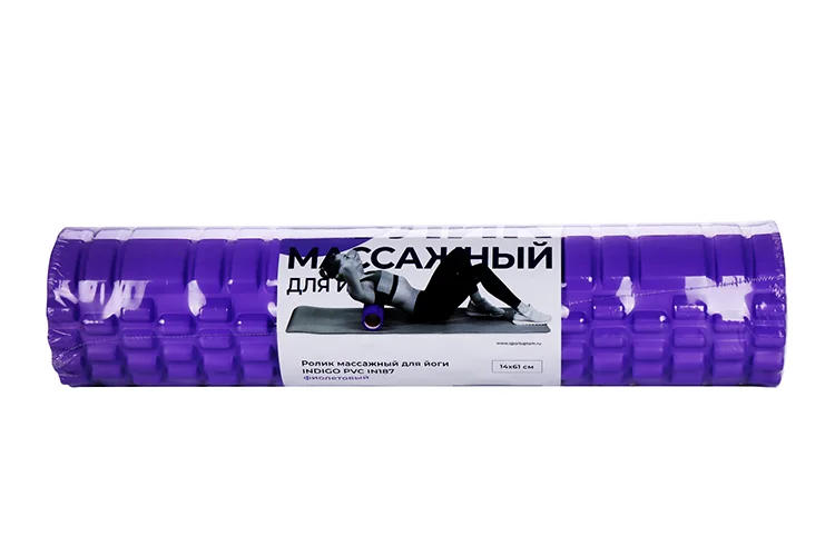 Ролик Indigo PVC I№187 массажный для йоги 61×14 см фиолетовый