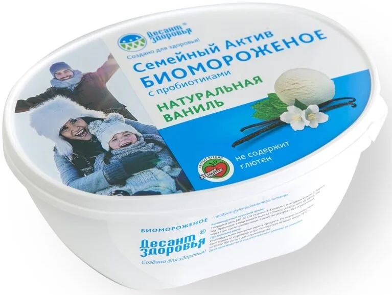Биомороженое Семейный актив сливочное ванильное ванночка 450,0