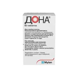 Дона таблетки покрытые пленочной оболочкой 750 мг 60 шт