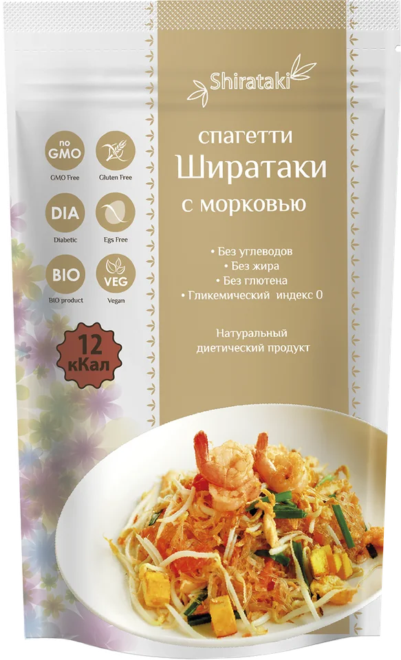 Спагетти с морковью, 12 ккал, 340 г, Ширатаки