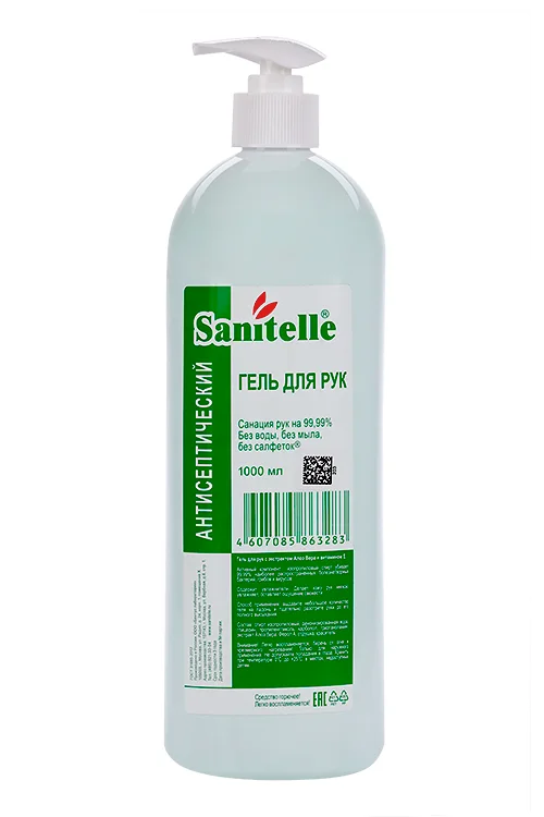 Гель Sanitelle для рук с экстрактом алоэ вера и витамином Е изопропиловый 1 000 мл