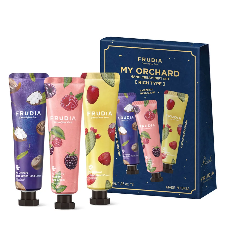 Подарочный набор кремов для рук "Фруктовый сад" Масло ши+Малина+Кактус Frudia