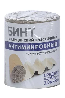Бинт Leonarda антимикробный медицинский эластичный средней растяжимости 3 м х 8 см