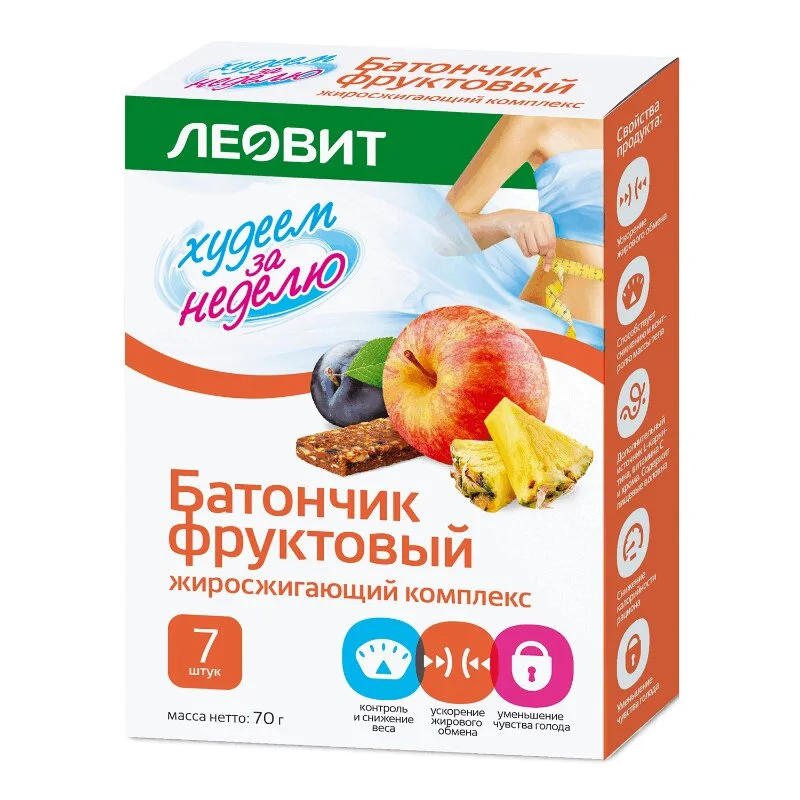 Худеем За Неделю Батончик Фруктовый Жиросжигающий 7 шт