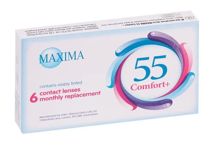 Линзы Maxima 55 Comfort+ контактные R 8,6 (диоптрия -6,0) 6 шт