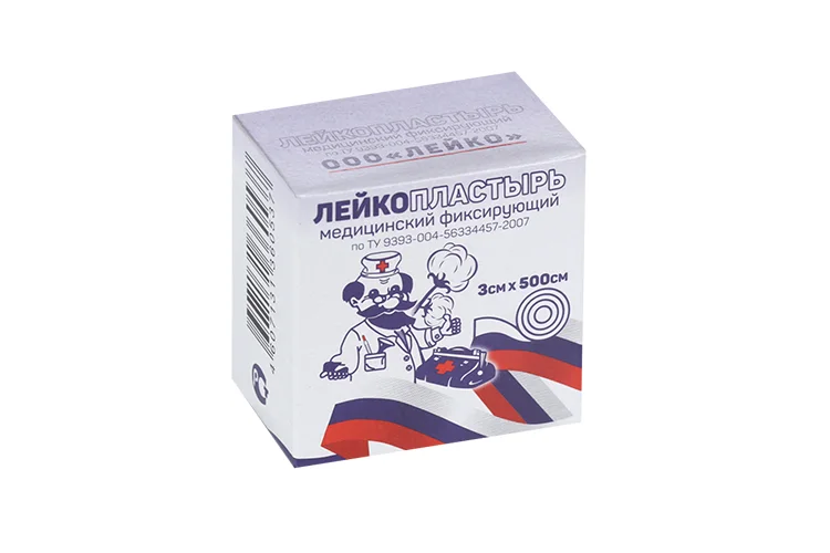Лейкопластырь Лейко медицинский фиксирующий на шелк основе в инд короб 3×500 см