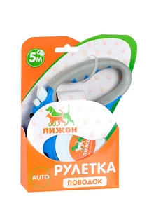 Рулетка "Пижон" с фонариком прорезиненная ручка 5 м до 35 кг голубая