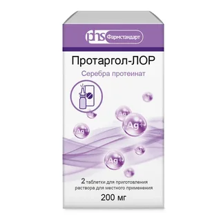 Протаргол-Лор 200 мг 2 шт таблетки растворимые в компл с флаконом / крышкой-пипеткой