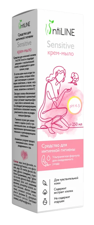 Крем-мыло ИнтиЛайн Сенситив для интимн гигиены для чувствит кожи / деликатного ухода 250 мл
