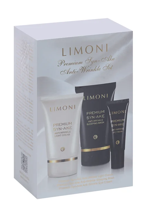 Набор косметический Limoni Premium Syn Ake антивозрастной крем для лица / ночная маска / крем для век