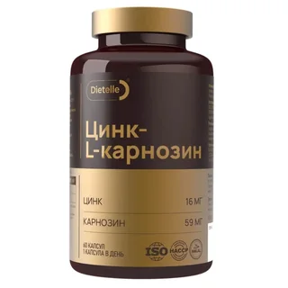 Цинк-L-карнозин для желудка и кишечника, 60 капсул, Dietelle