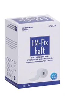 Бинт EM-Fix Haft медицин эластичный фиксир белый 8 см × 4 м