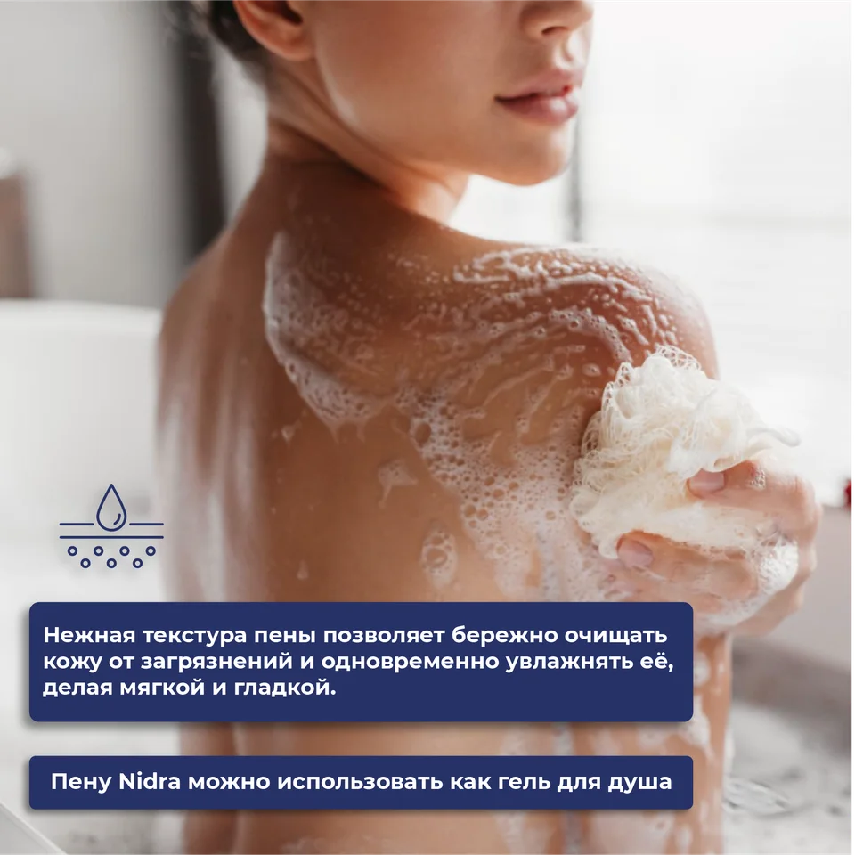 Nidra Пена-молочко для душа и ванны с молочными протеинами Тальк и цветы хлопка 750 мл