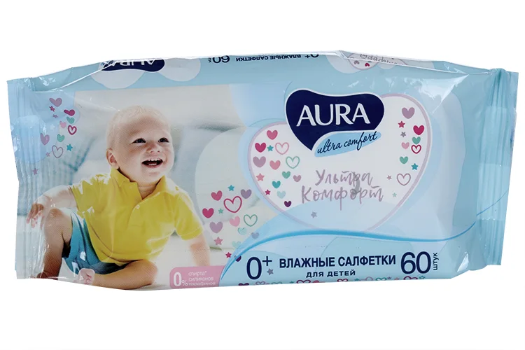 Салфетки Аура влажн дет Ультра комфорт 60 шт