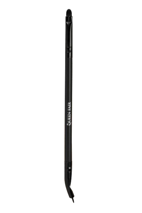 Кисть для макияжа Queen fair Premium Brush тонкая двусторонняя в чехле 14,5 см цвет черный