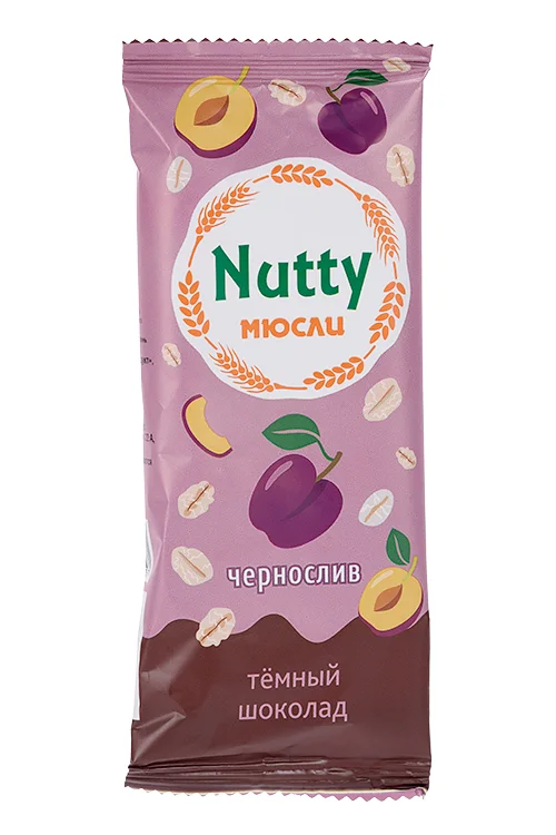 Батончик мюсли Натти чернослив темная глазурь 50 гр