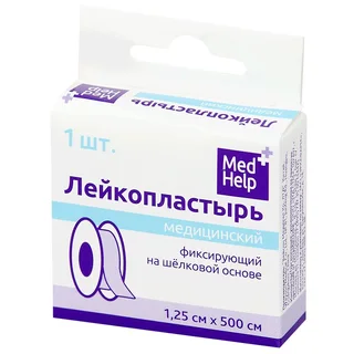 Медхелп Лейкопластырь Фиксирующий На Шелковой Основе 1,25×500 см
