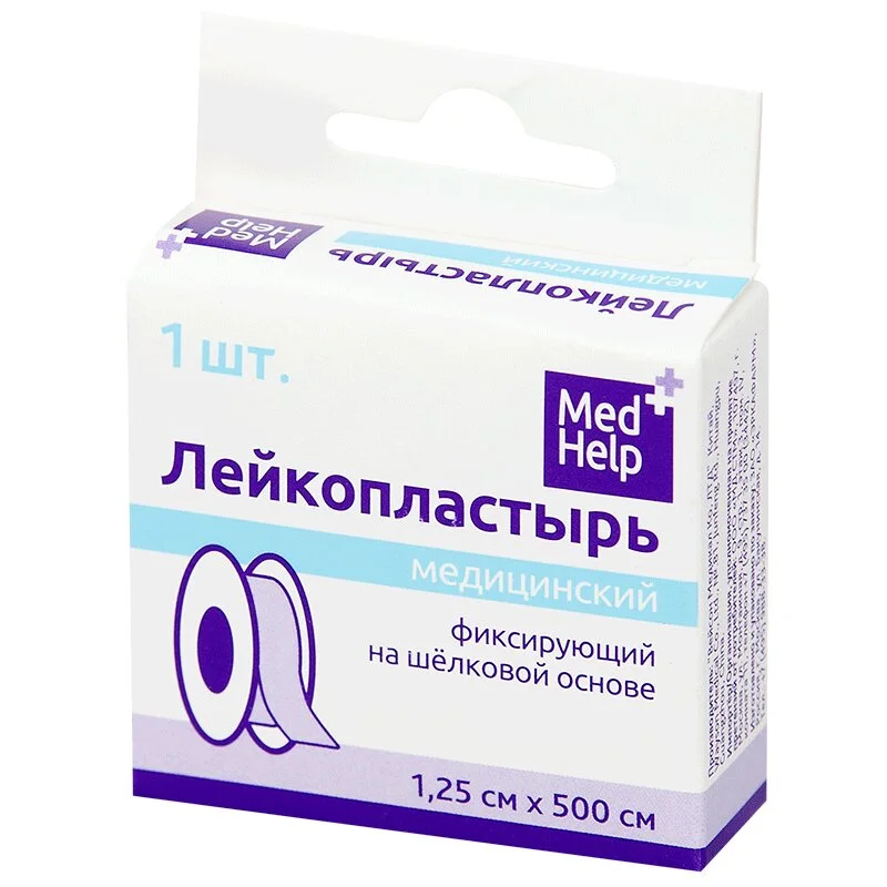 Медхелп Лейкопластырь Фиксирующий На Шелковой Основе 1,25×500 см