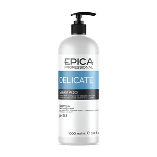 Шампунь Epica professional Delicate бессульф pH 5,5 очищающ с гиал кислот и витамин А/С/В5/РР 1 л