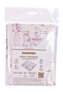 Клеёнка-наматрасник Inseense подклад ПВХ покр / резинка белая с животными 0,7×1 м