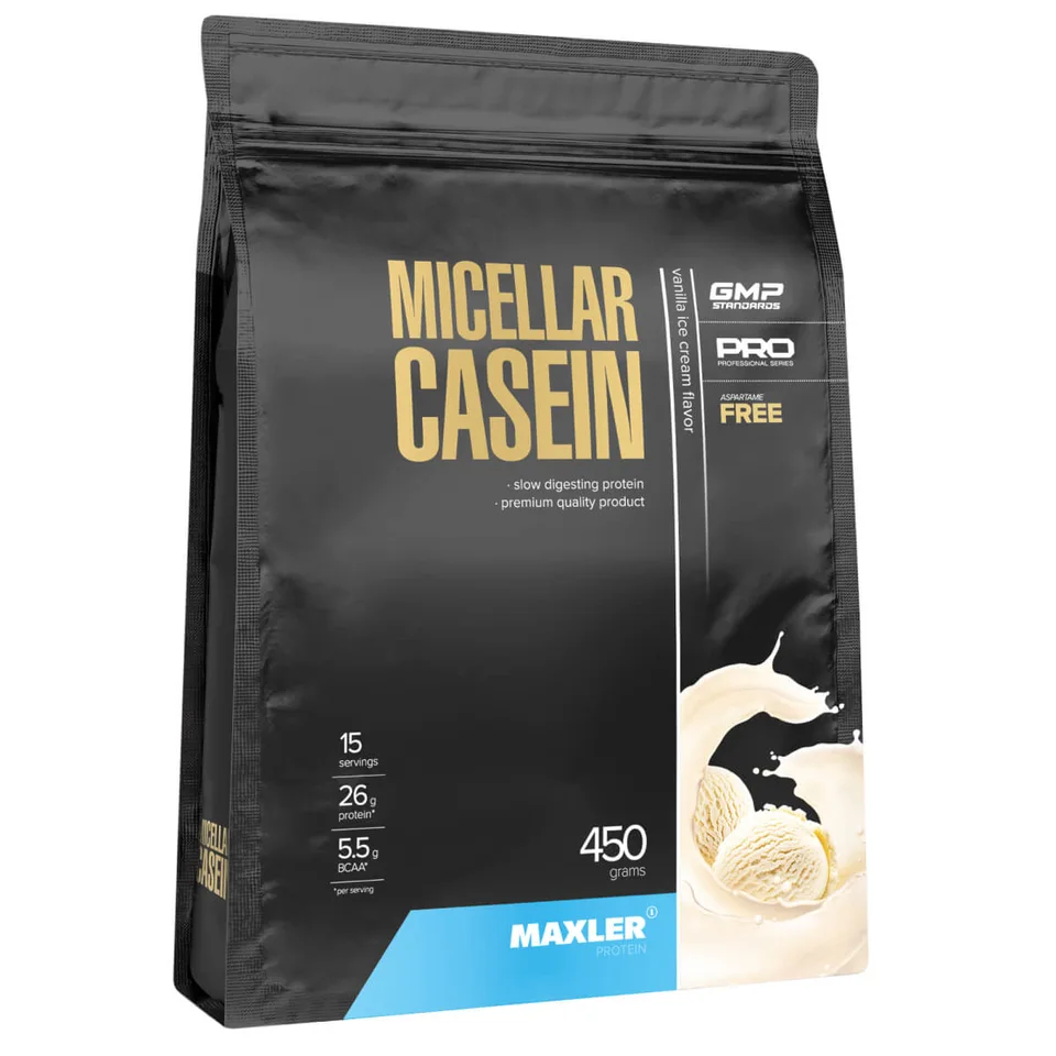 Мицеллярный казеин (Micellar casein), вкус Ванильное мороженое, 450 г, Maxler
