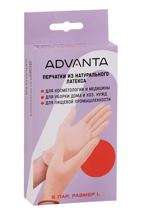Перчатки Адванта латекс пара р L 5 шт