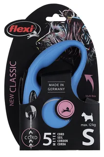 Поводок-рулетка Flexi new classic cord S 5 м 12 кг синий