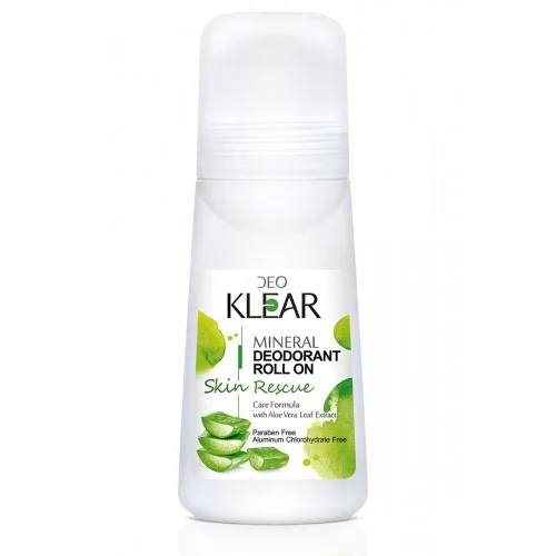 Минеральный роликовый дезодорант DeoKlear Skin Rescue с экстрактом Алоэ Вера, 65 мл
