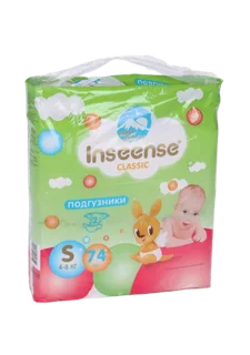 Подгузники Inseense Classic S (4-8 кг) 74 шт