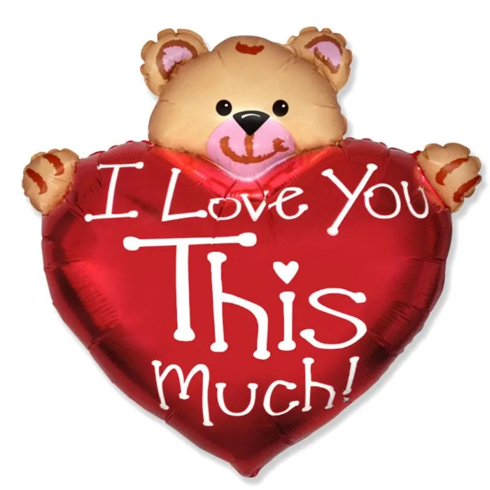 Шар Flexmetal фольгированный I Love You сердце с мишкой