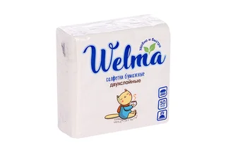 Салфетки Welma бумажные двухслойные белые 50 шт