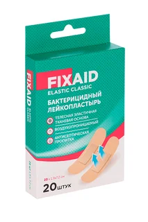 Лейкопластырь Фиксэйд эластик классик бактерицид тканевый телесный 1,9×7,2 см 20 шт