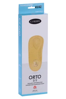 Стельки Orto 2/3 ортопед двухслойные натур кожа поддерживающие свод стопы р 41-42