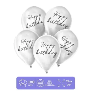 Шар Страна Карнавалия латексный Happy birthday классика 100 шт