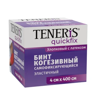 Бинт Тенерис когезивный самофикс 4 см × 4 м на тканевой основе с латексом красный
