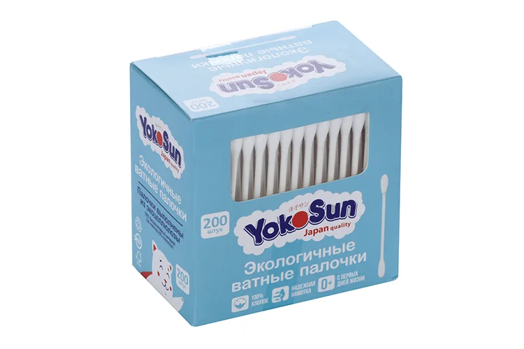 Ватные палочки YokoSun экологичные 200 шт