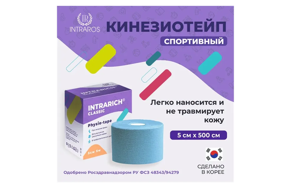 Физиотейп Intrarich Classic 5 см*5 м голубой