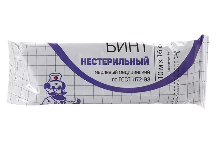 Бинт н/с мед марлевый инд уп прессов 28 г 10м х 16 см, Лейко