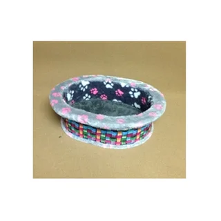 Лежанка Чистый котик №27-МТ меховая со вставкой из мебельной ткани 35×45×16 см