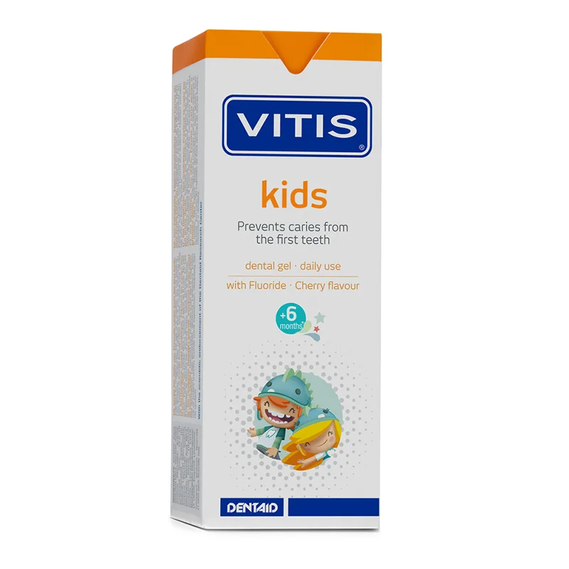 Зубная паста-гель детская Vitis kids от 6 месяцев со фтором (1000ppm) вишневый вкус 50 мл